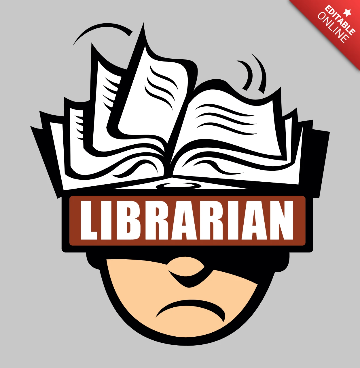 Modello di maglietta con cervello da bibliotecario