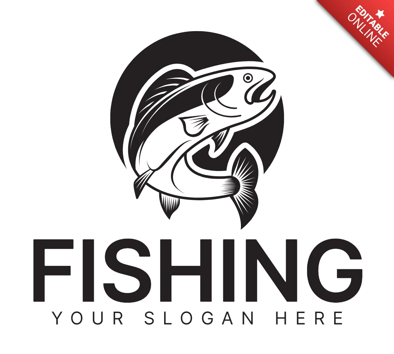 Modello di progettazione logo pesca nero