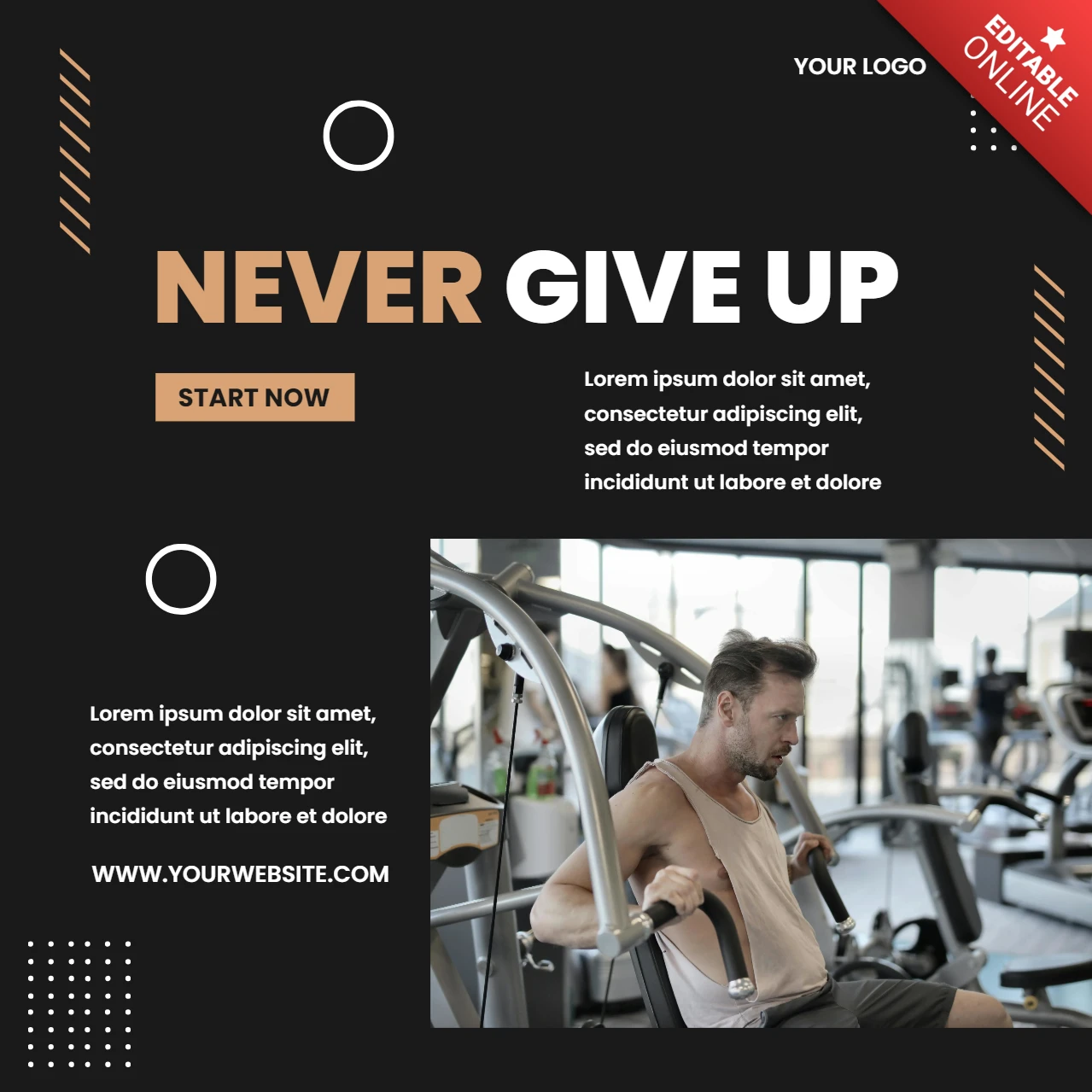 Never Give Up Gym Promotional Instagram Story Design Template