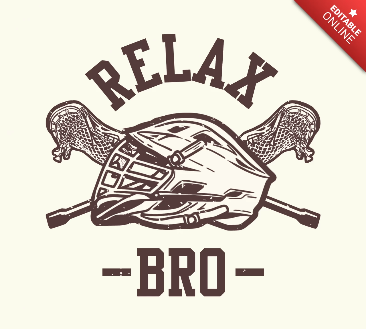 Vintage lacrossehelm en stick logo ontwerpsjabloon