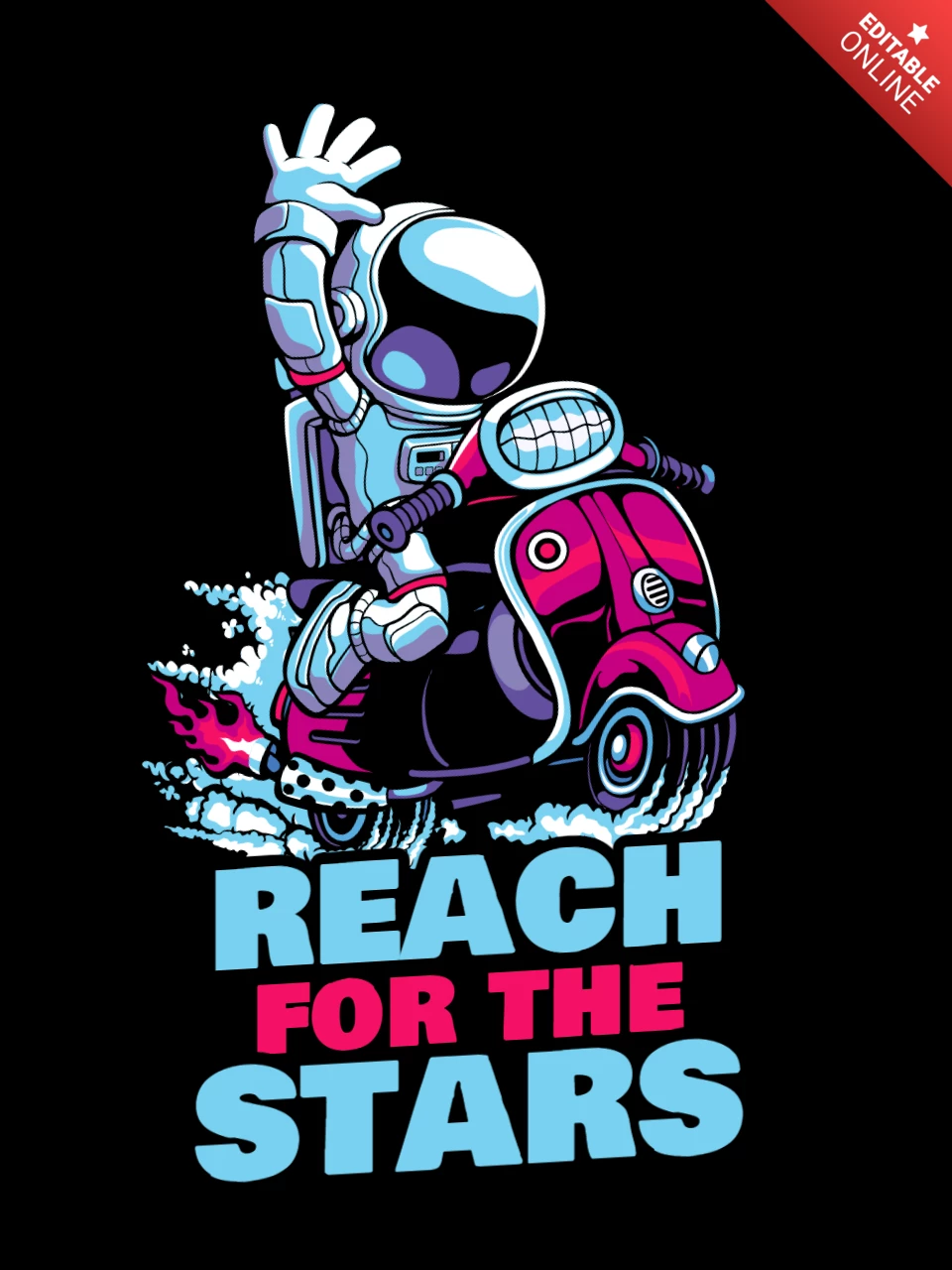 Reach For The Stars With Astronaut T-shirt Design Template