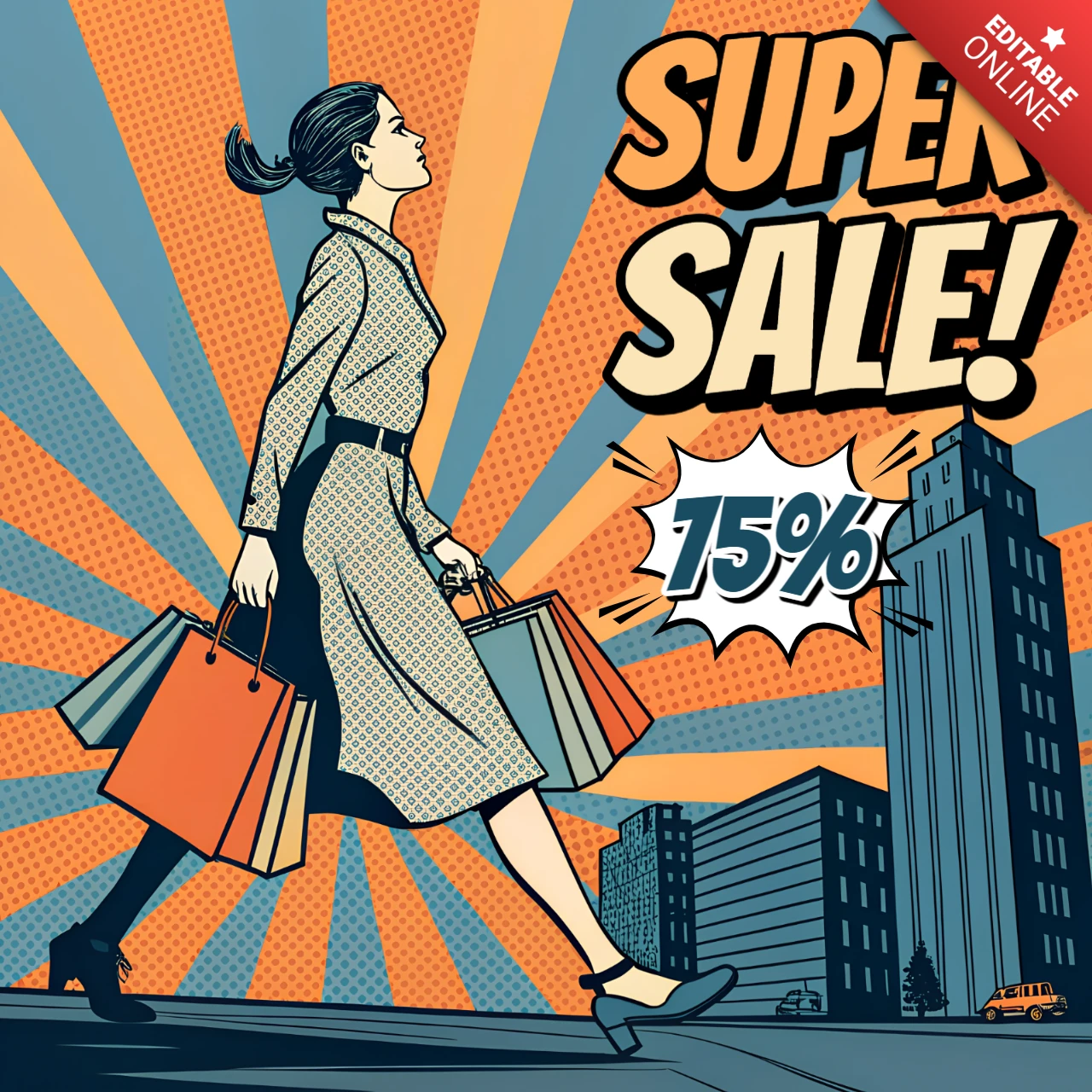 Pop Art Sale Design Template for Promotional Flyers
