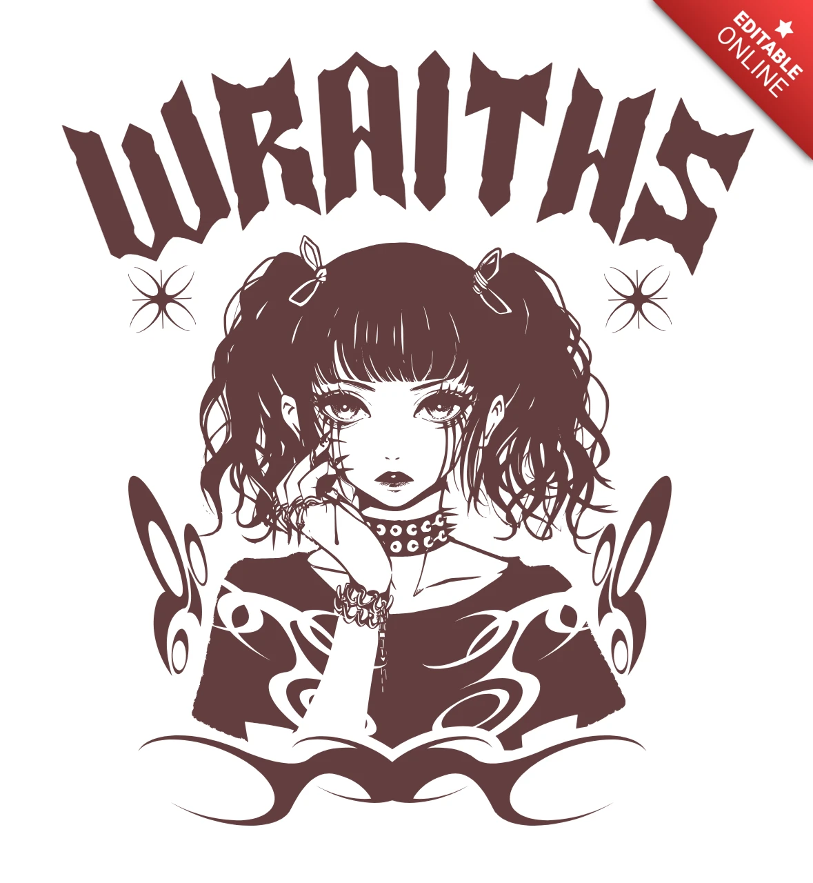 Gothic Wraiths Character Design Template for Edgy Aesthetic Creations with Witch Anime Girl