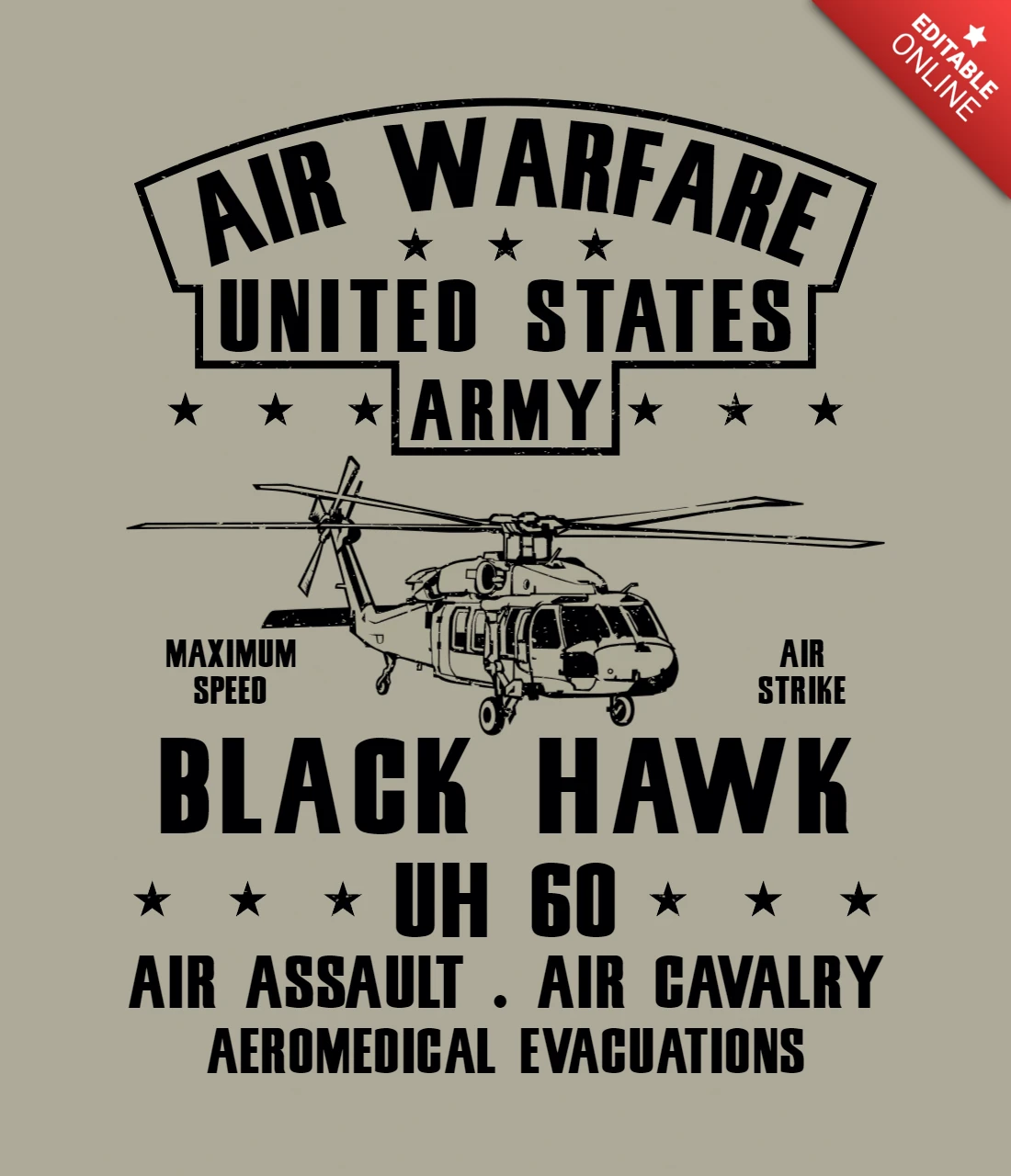 Modelo de design de camiseta do exército dos Estados Unidos para guerra aérea
