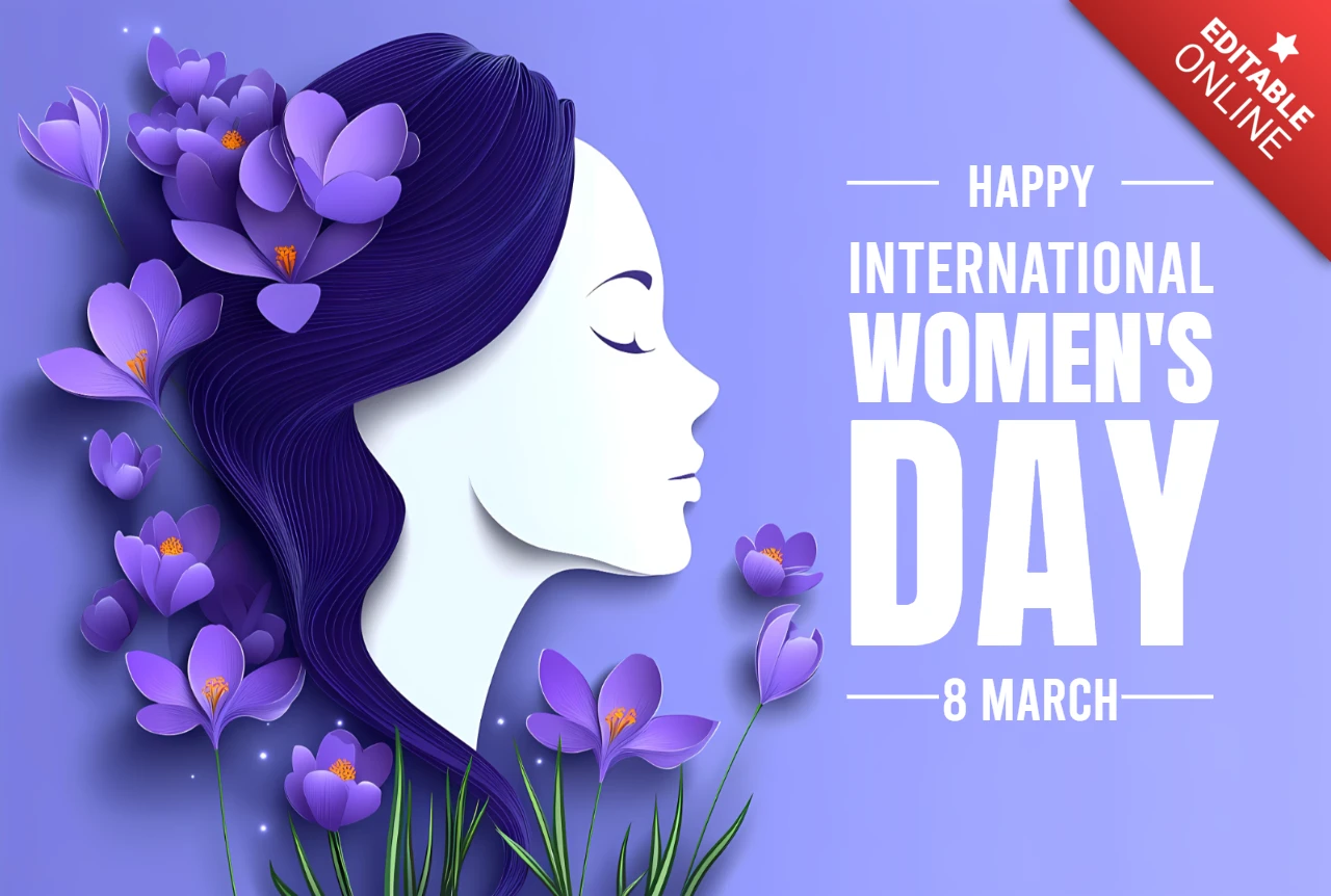 International Women's Day Celebration Template Design with Floral Elements