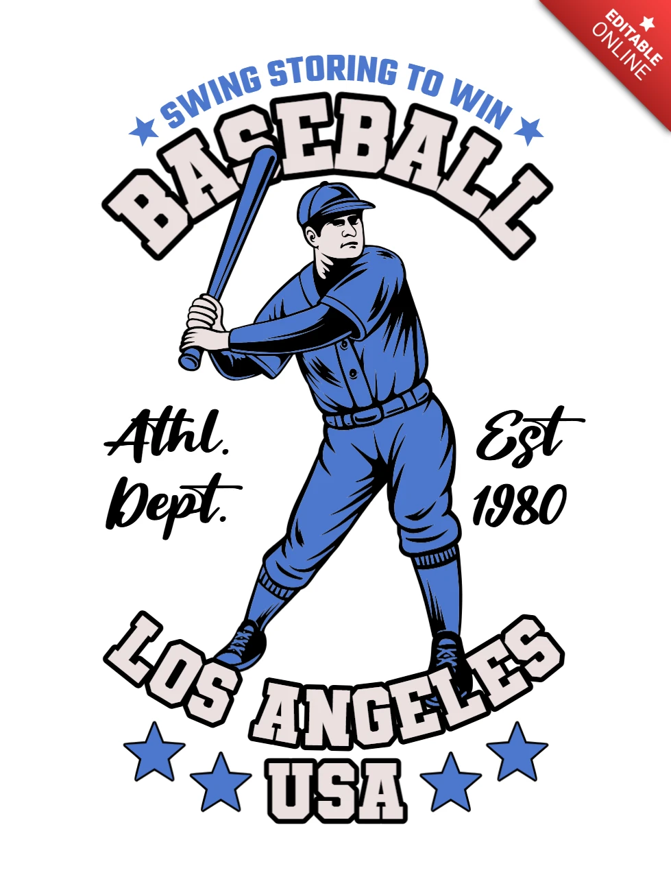 Swing fort pour gagner le modèle de t-shirt héritage baseball de Los Angeles