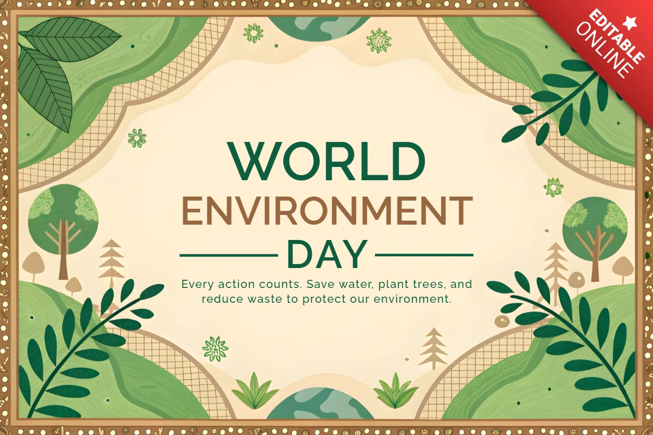 Eco-Friendly World Environment Day Design Template with Nature-Inspired Art