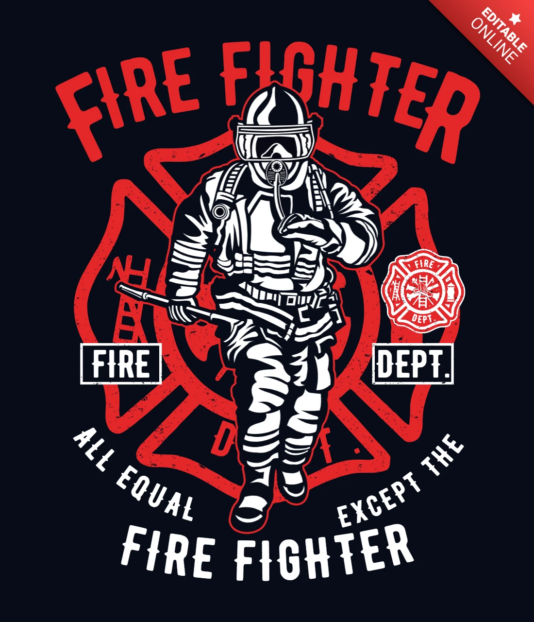 Fire Fighter T-Shirt Design Template