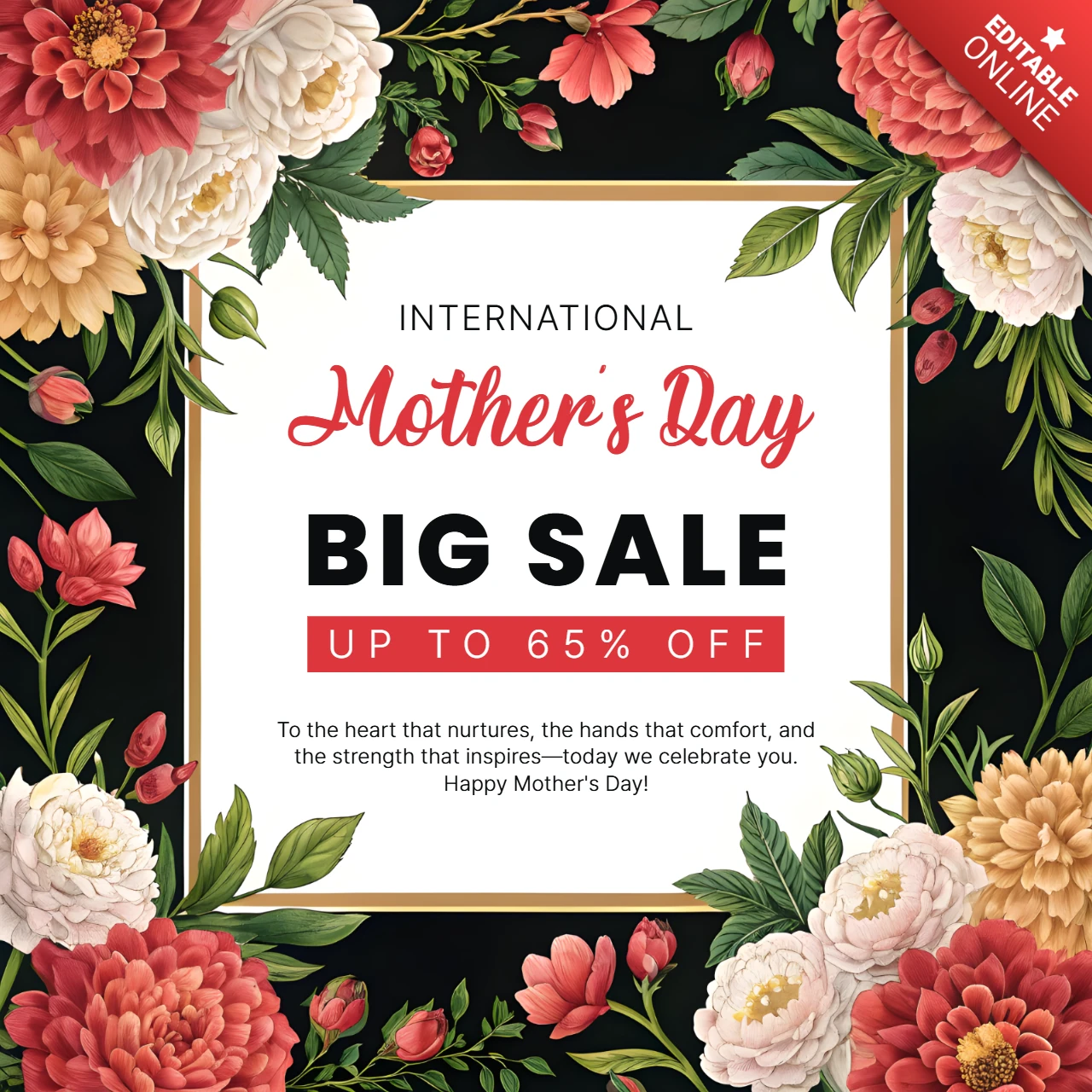 Elegant Floral Design Template for Mother's Day Sale – Up to 65% Off