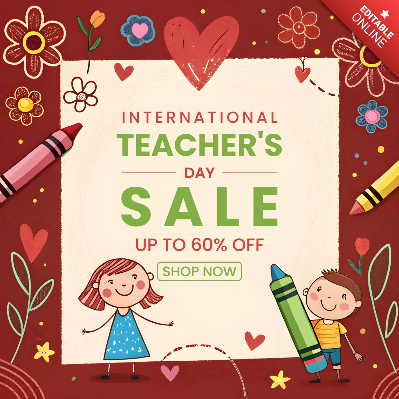 Playful Teacher's Day Sale Design Template for Kids' Promotions