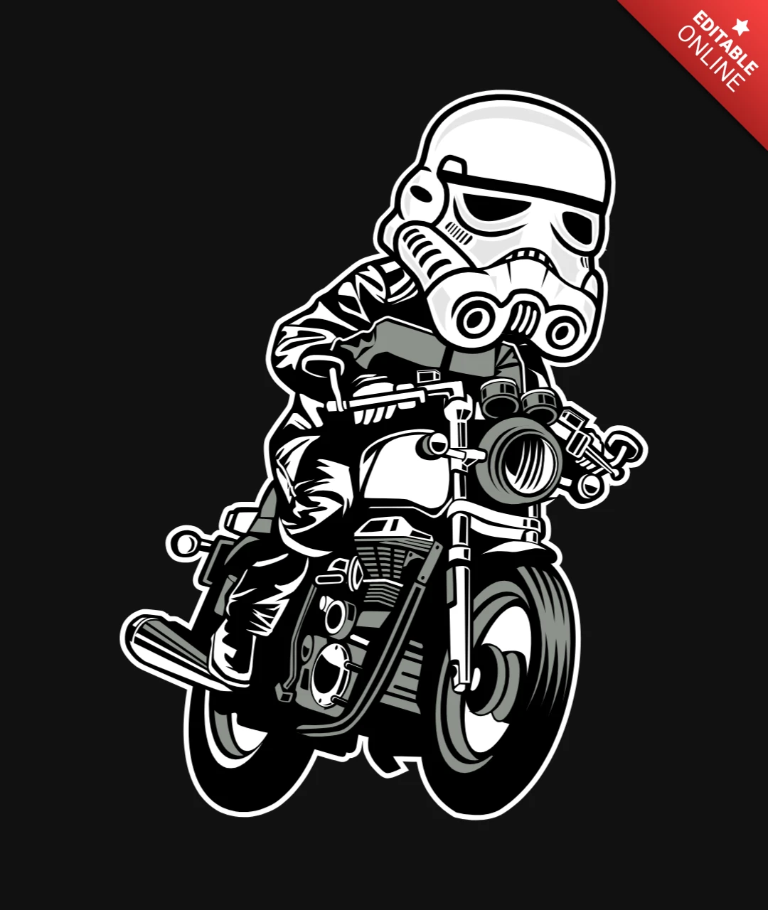 Modèle de t-shirt de personnage de bande dessinée Stormtrooper caferacer