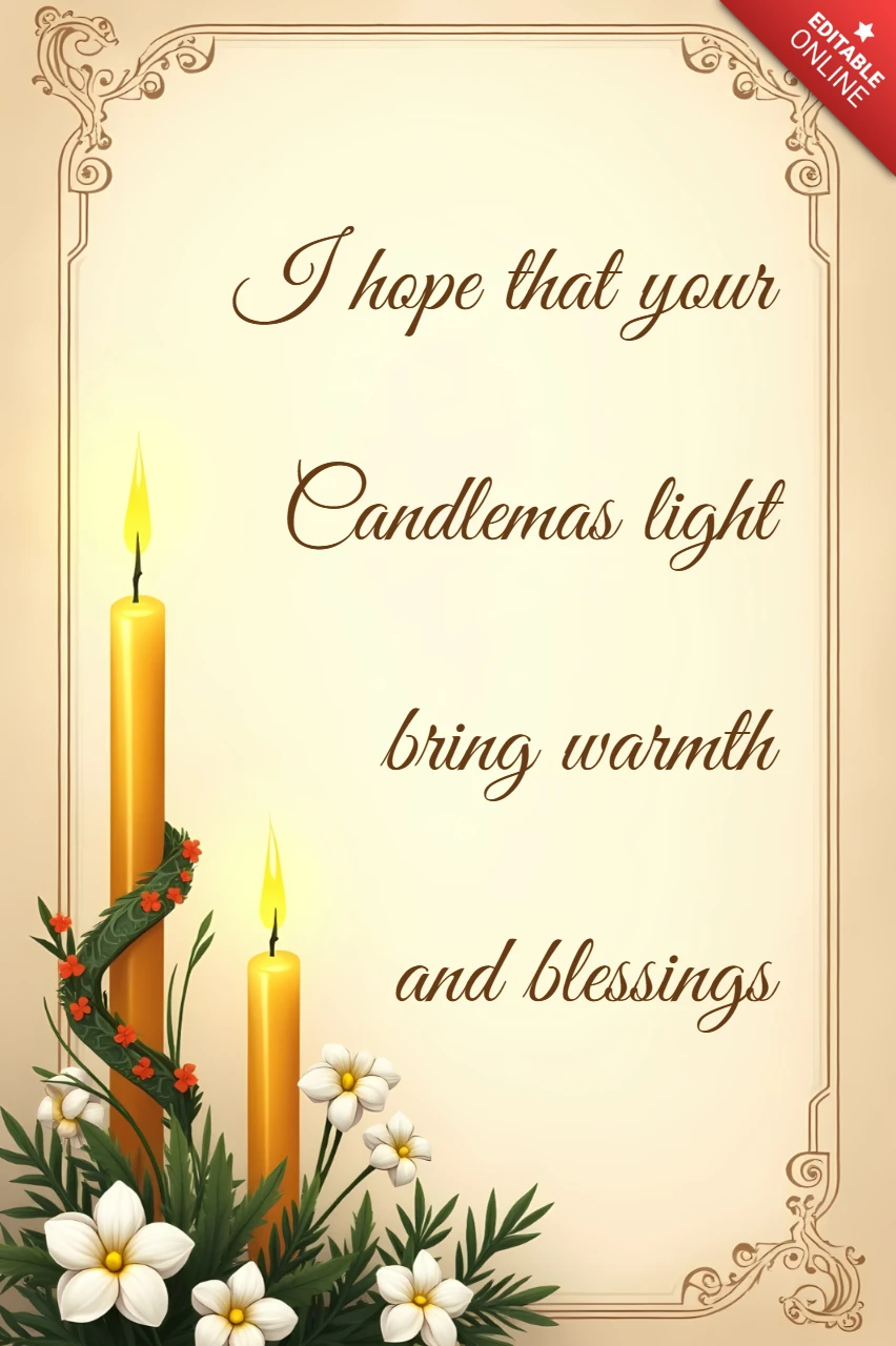 Candlemas warmth and blessings tarjeta de felicitación plantilla de diseño
