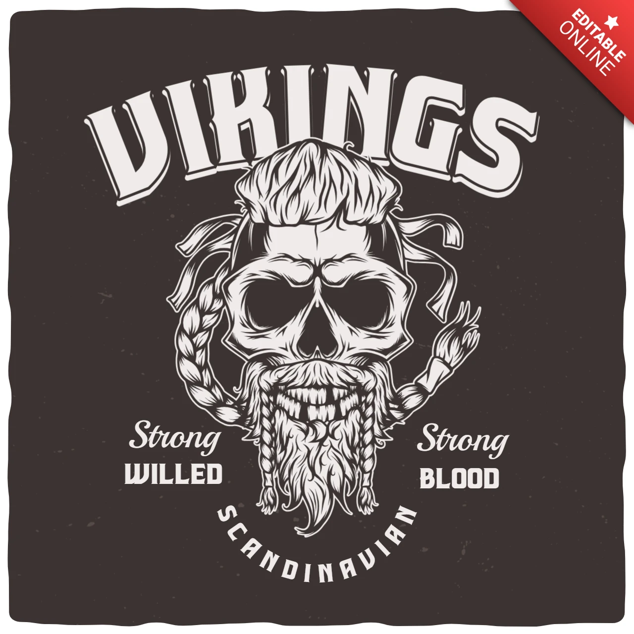 Skull Vikings Vintage T-shirt Design Template