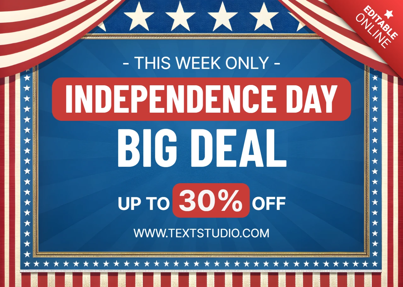 Independence Day Sale Template with Bold Red White and Blue Design