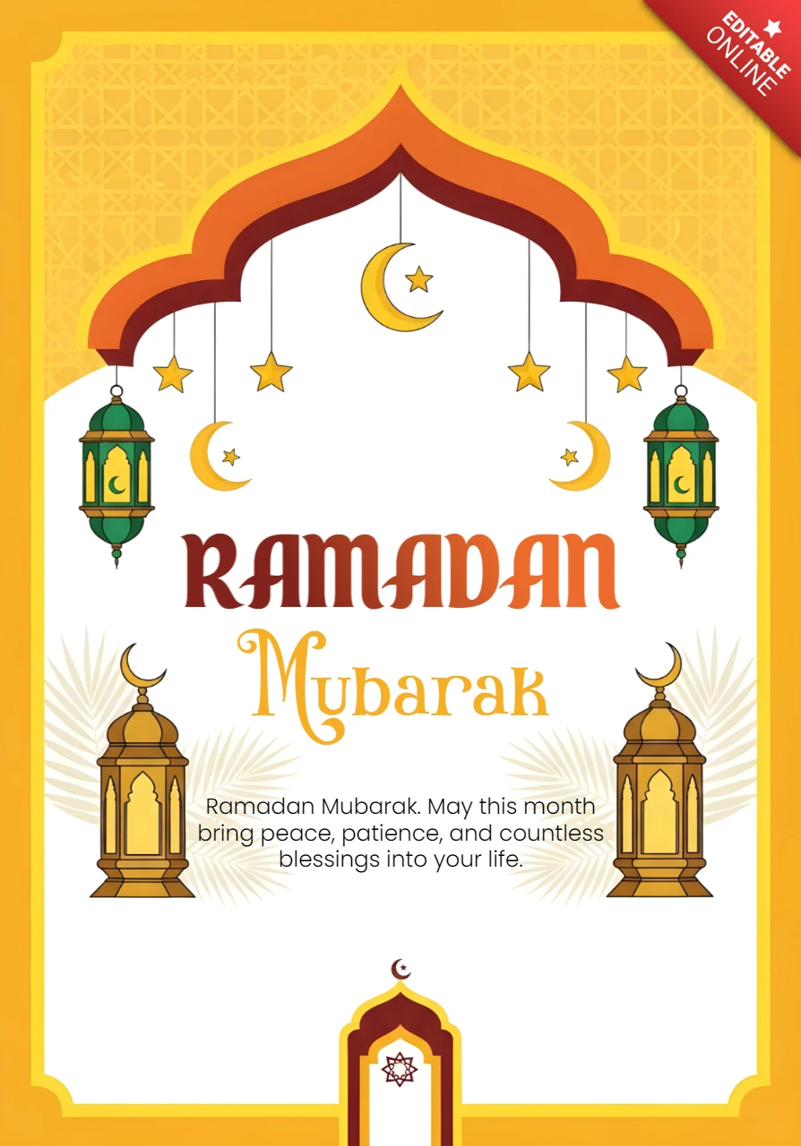 Ramadan Mubarak Designvorlage mit Laternen für Grußkarten