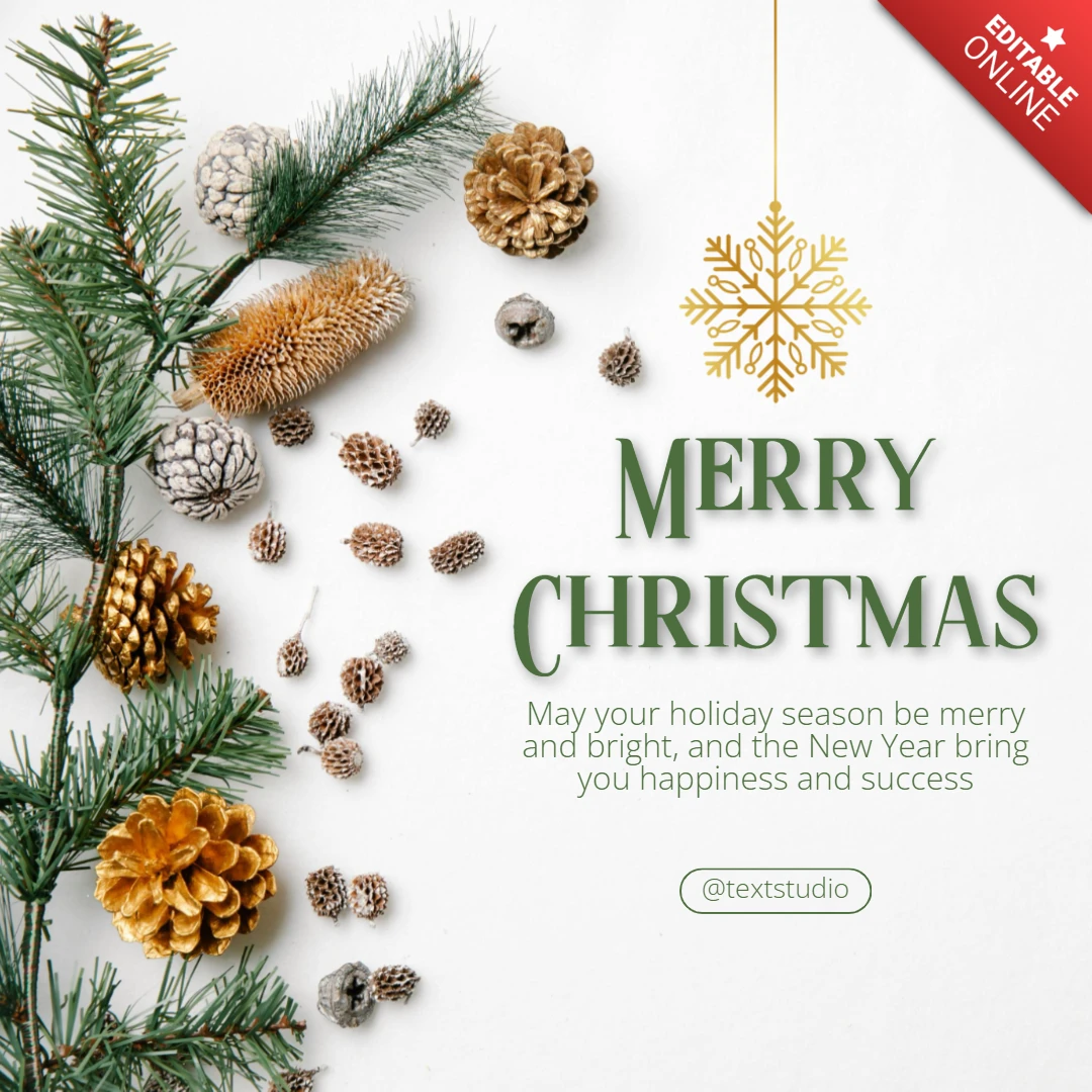 Yeşil ve beyaz modern basit mutlu noel instagram gönderi tasarımı