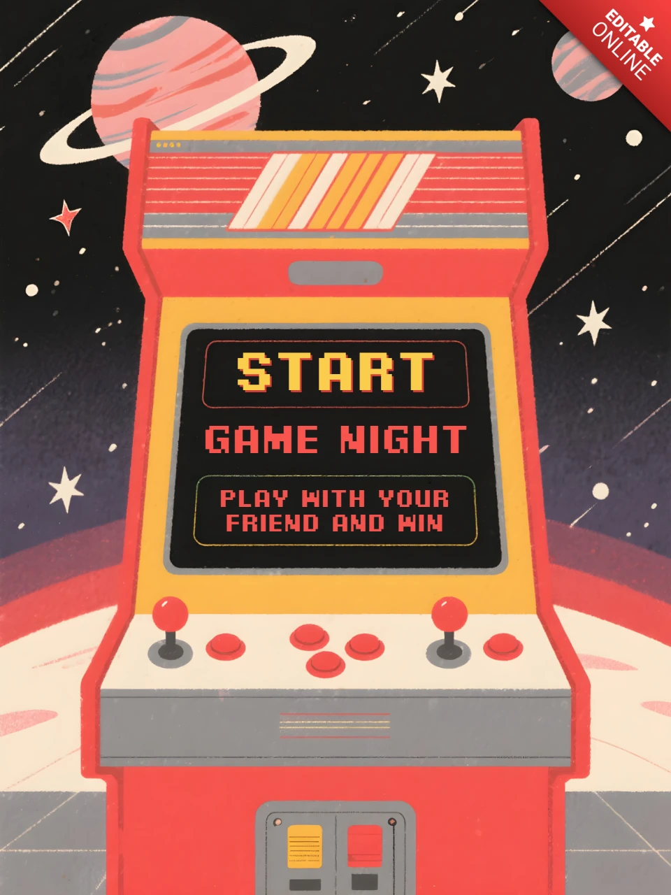Retro Arcade Game Night Design Template for Posters