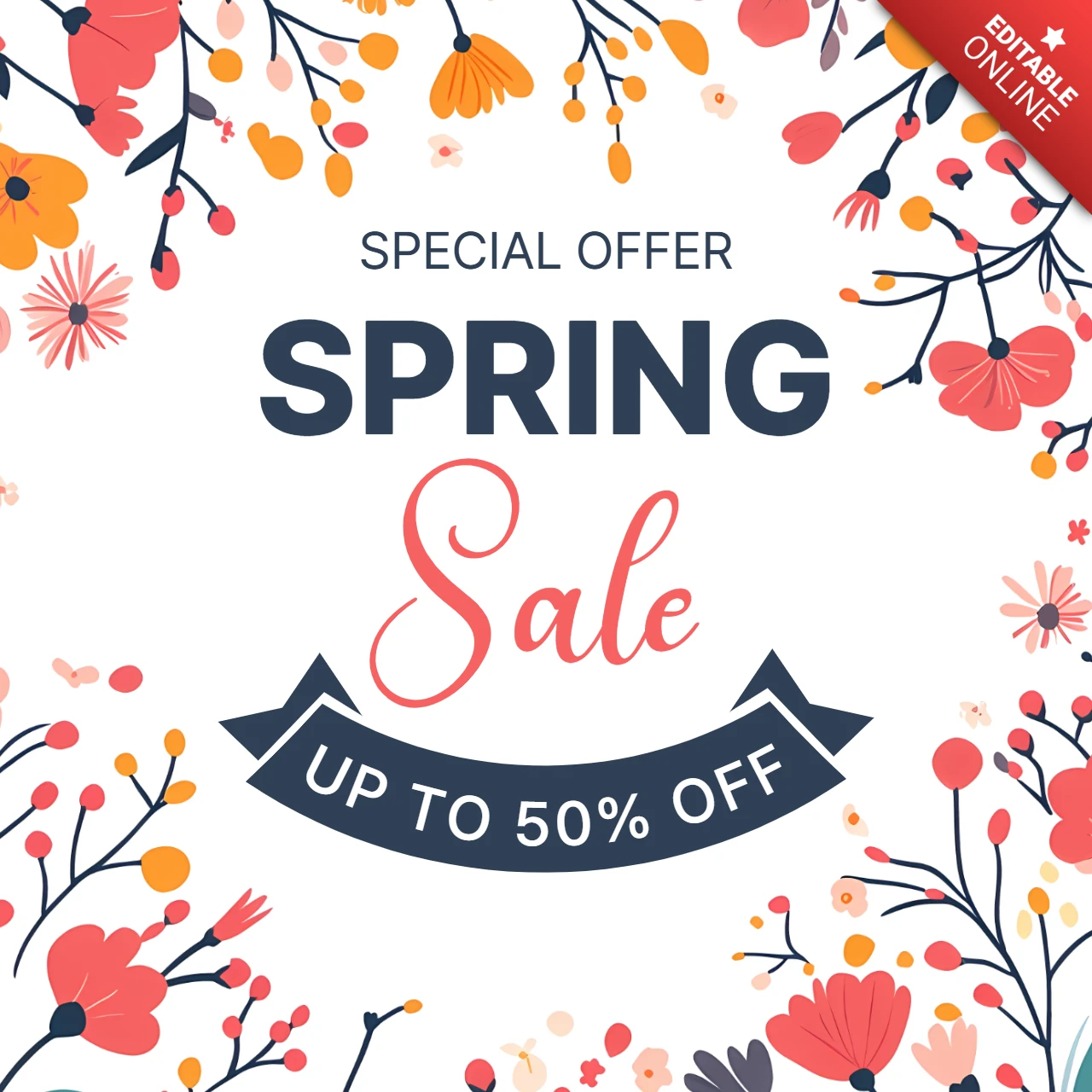 Vente de printemps design scandinave fleurs vintage template