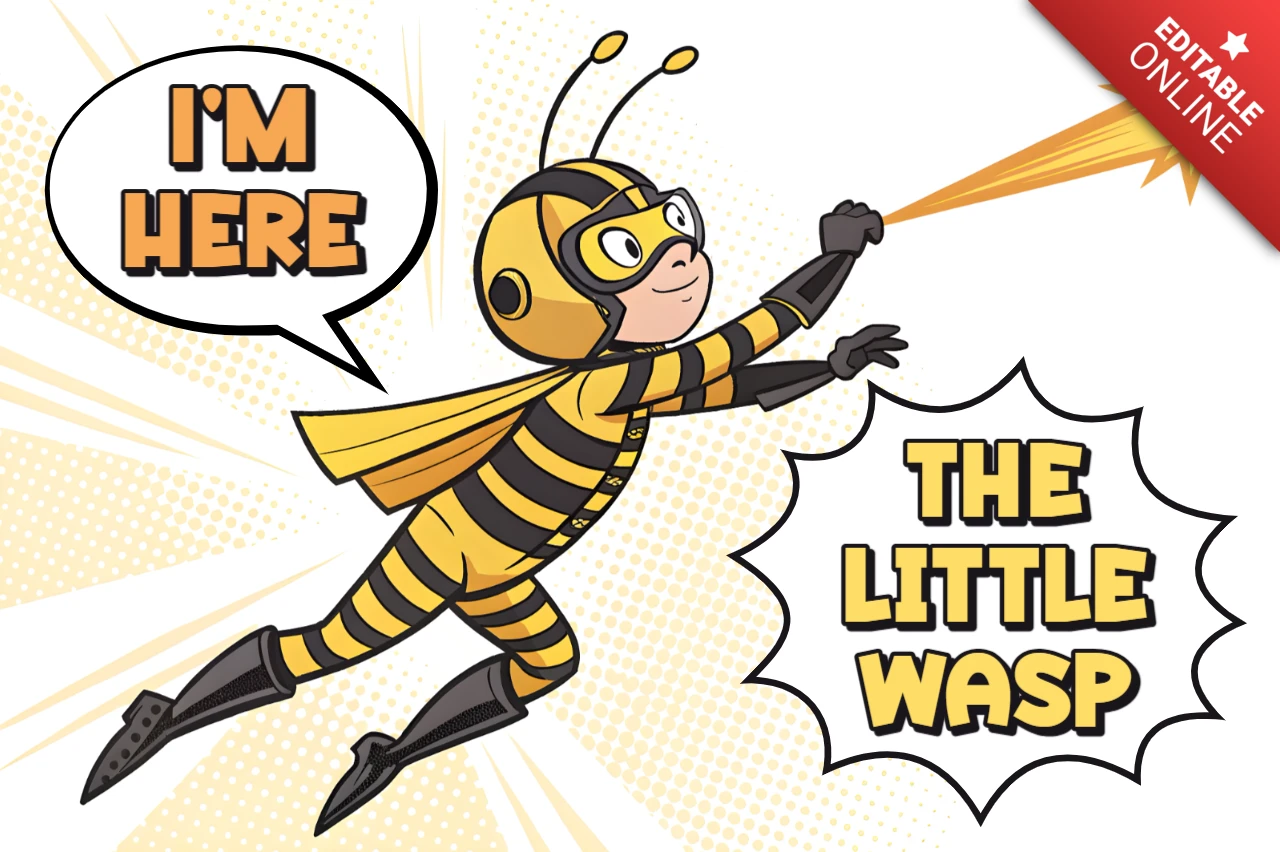 Comic-Stil Superhelden-Wespen-Designvorlage für Kinder-T-Shirts