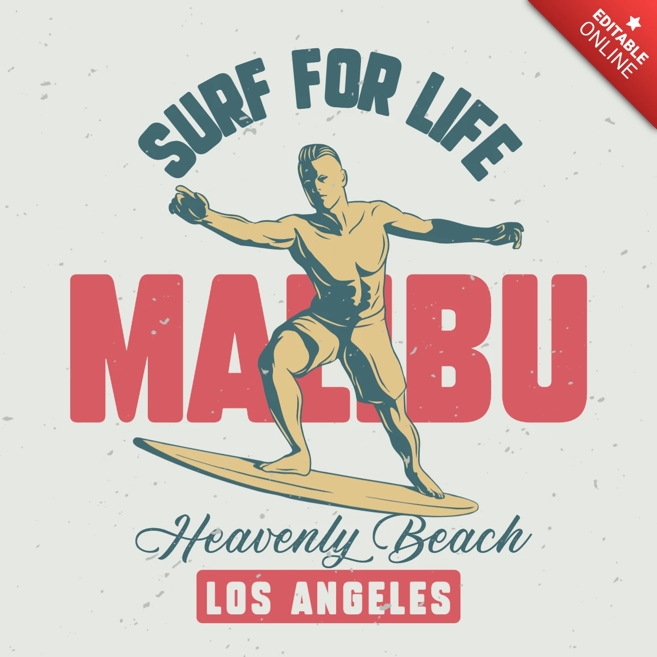 Man Riding On Surfing Board T-Shirt Design Template