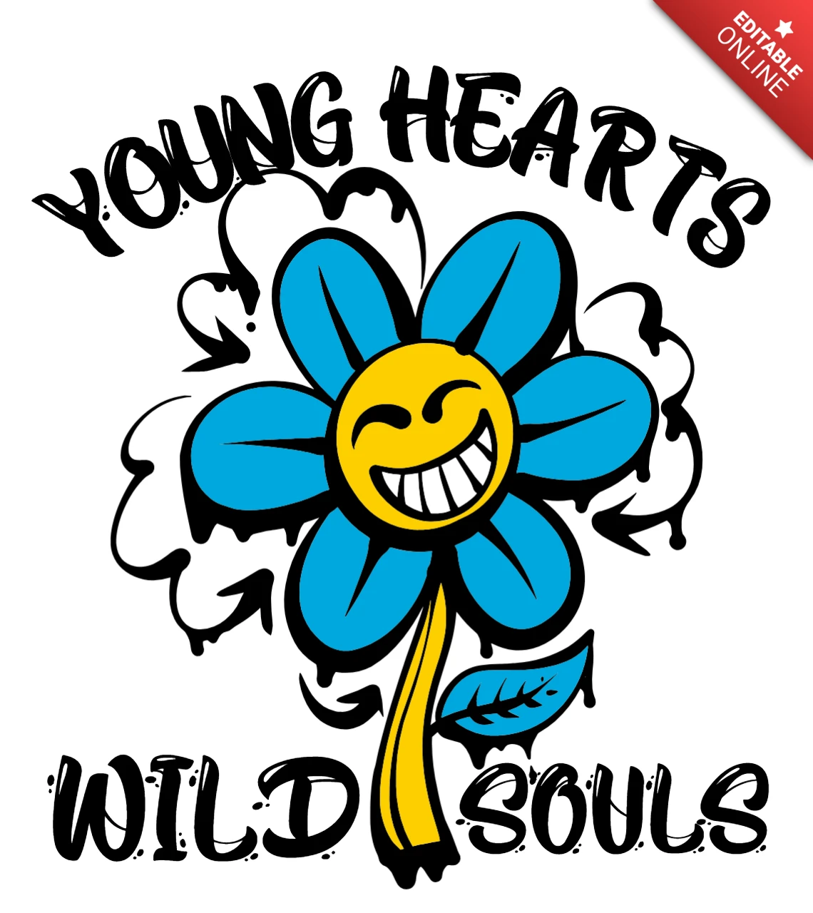 Editable Flower Design Template for Youthful Apparel and Merchandise