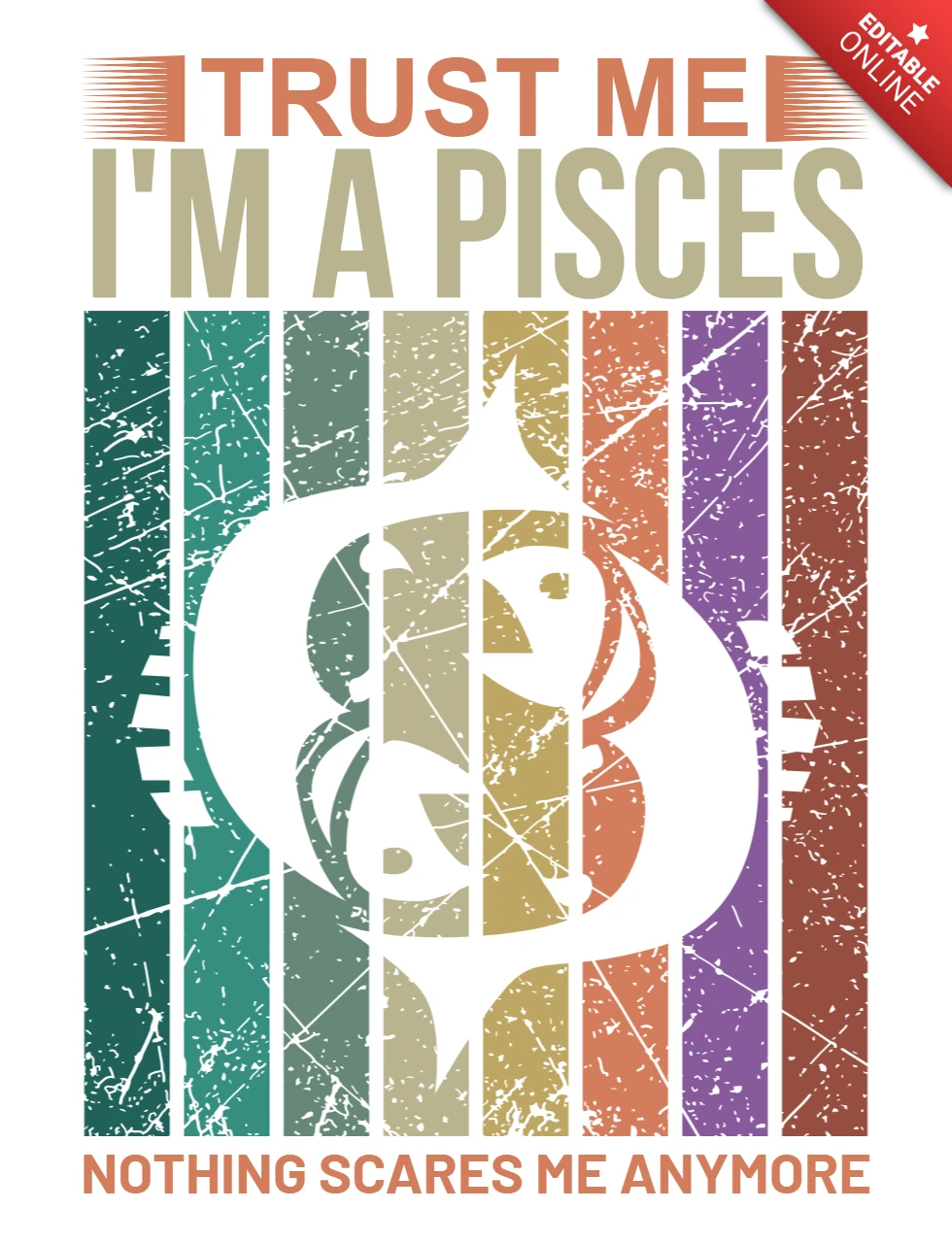 Vintage Grunge Pisces Design Template for Zodiac Enthusiasts