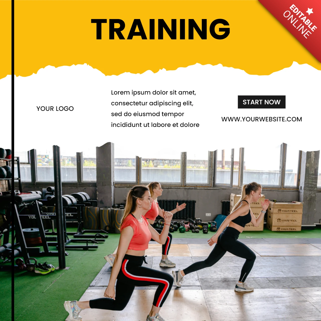 Training Fitnessstudio Social Media Post Design Vorlage