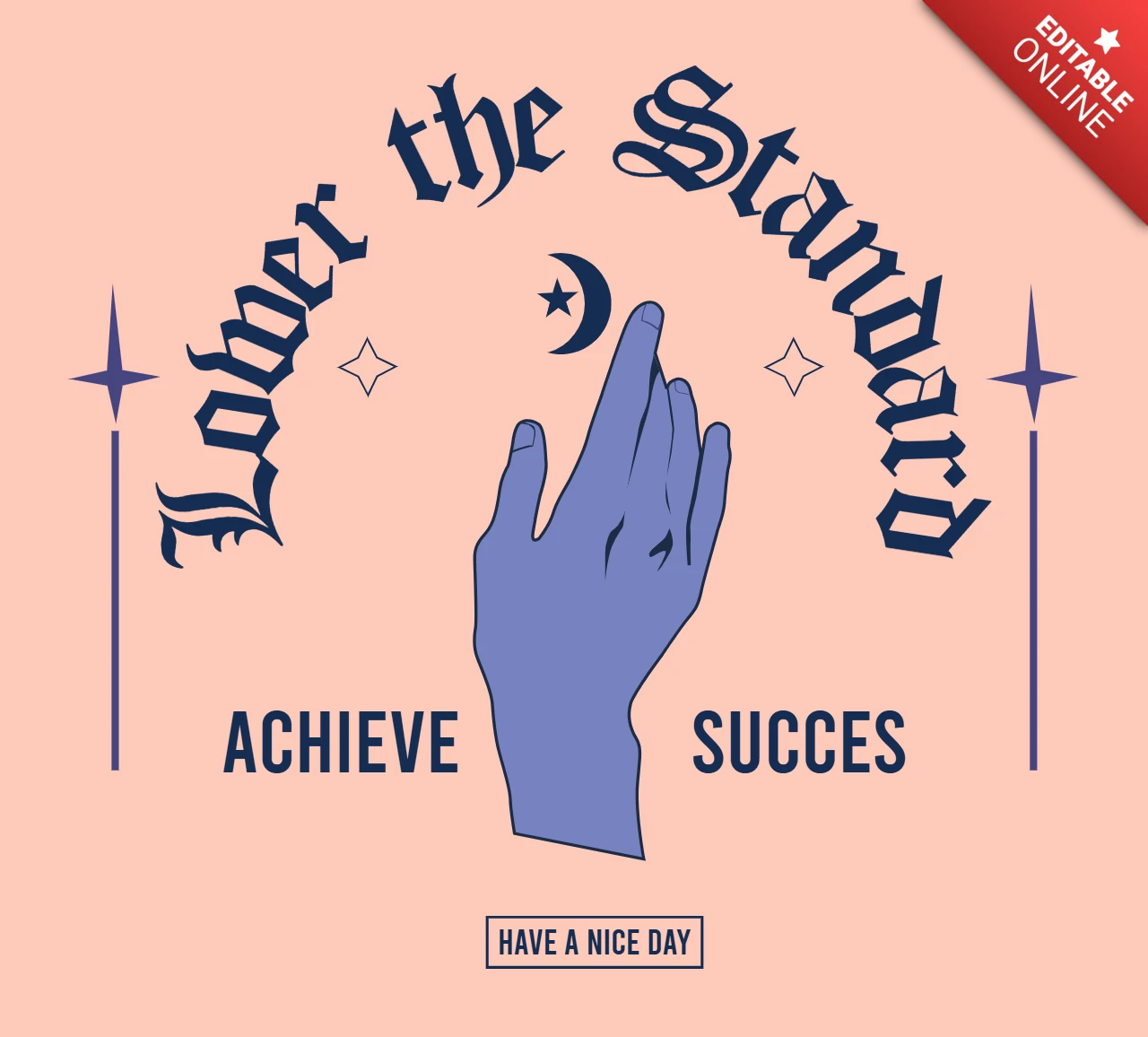 Hand Illustration Motivational Quote Design Template for Posters