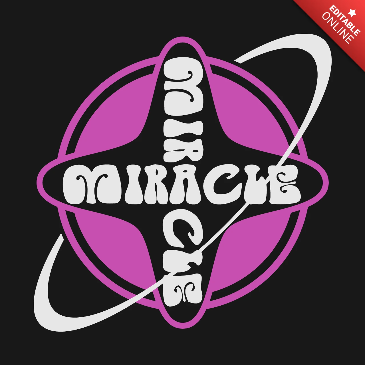 Miracle Core Atomic Cross Typography with Retro Psychedelic Aura T-Shirt Design Template