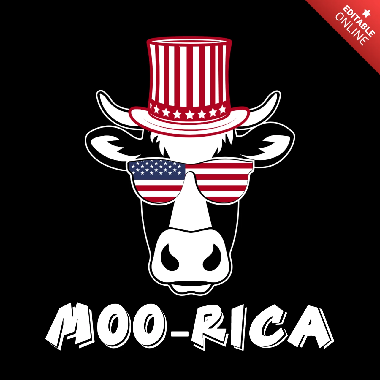 Patriotic Cow Moo Rica Design Template