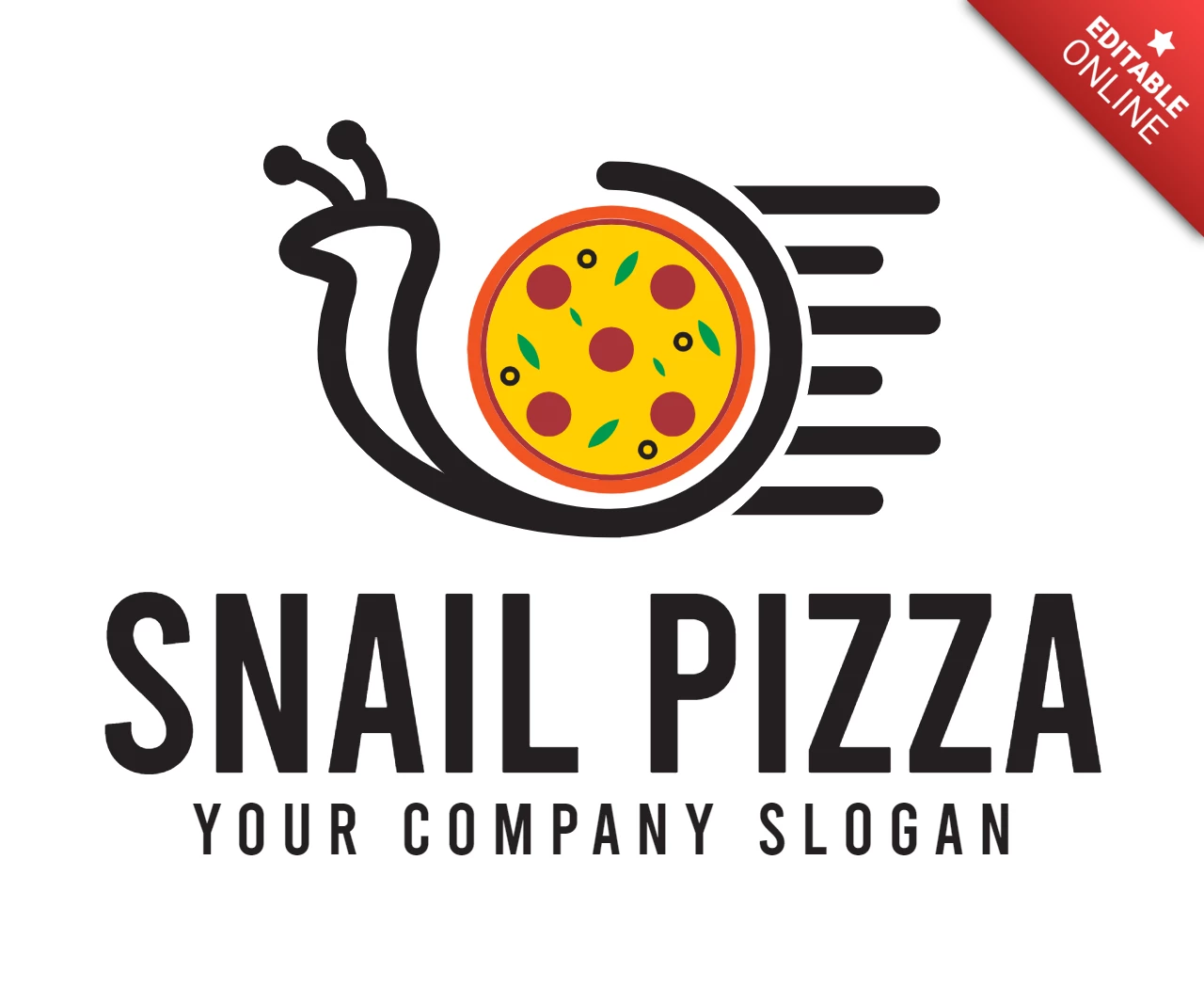 Bunte Schneckenpizza-Logo-Design-Vorlage
