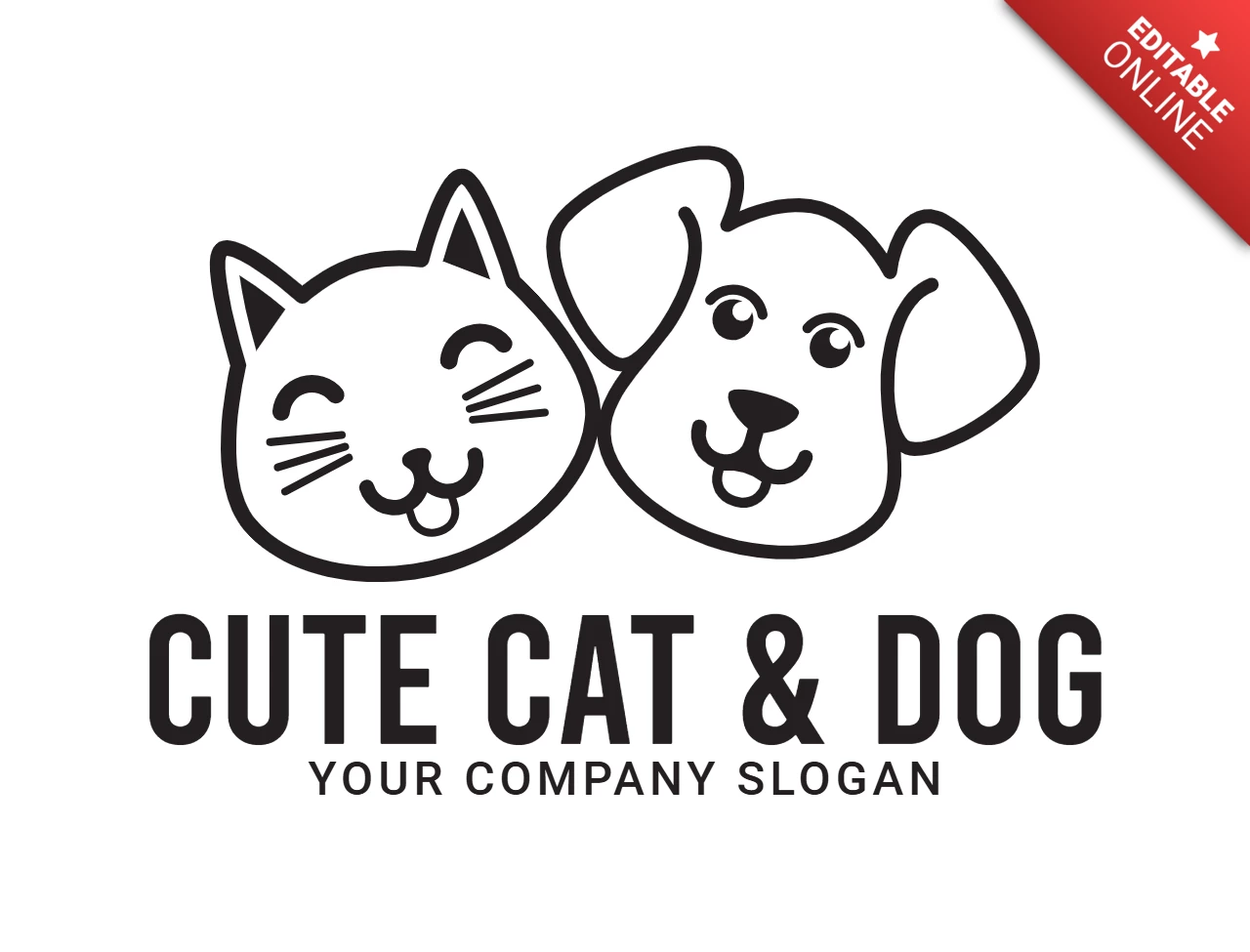 Modèle de logo pour chat et chien mignon