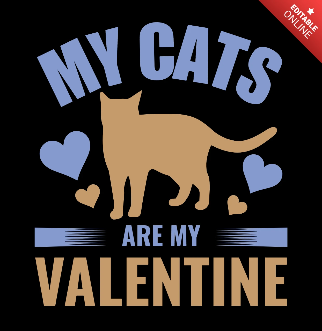 Valentine's Day Cat Lovers Design Template - Playful Typography and Heart Graphics