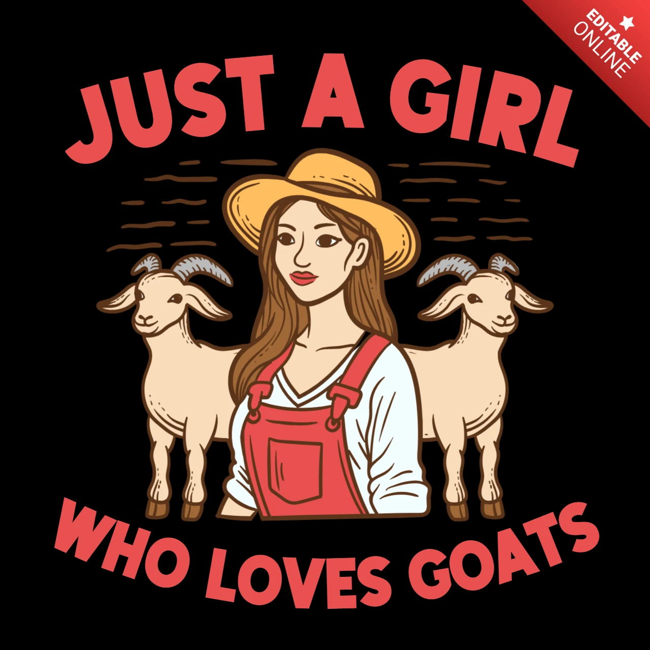 Playful Goat Lover Design Template for Custom Apparel