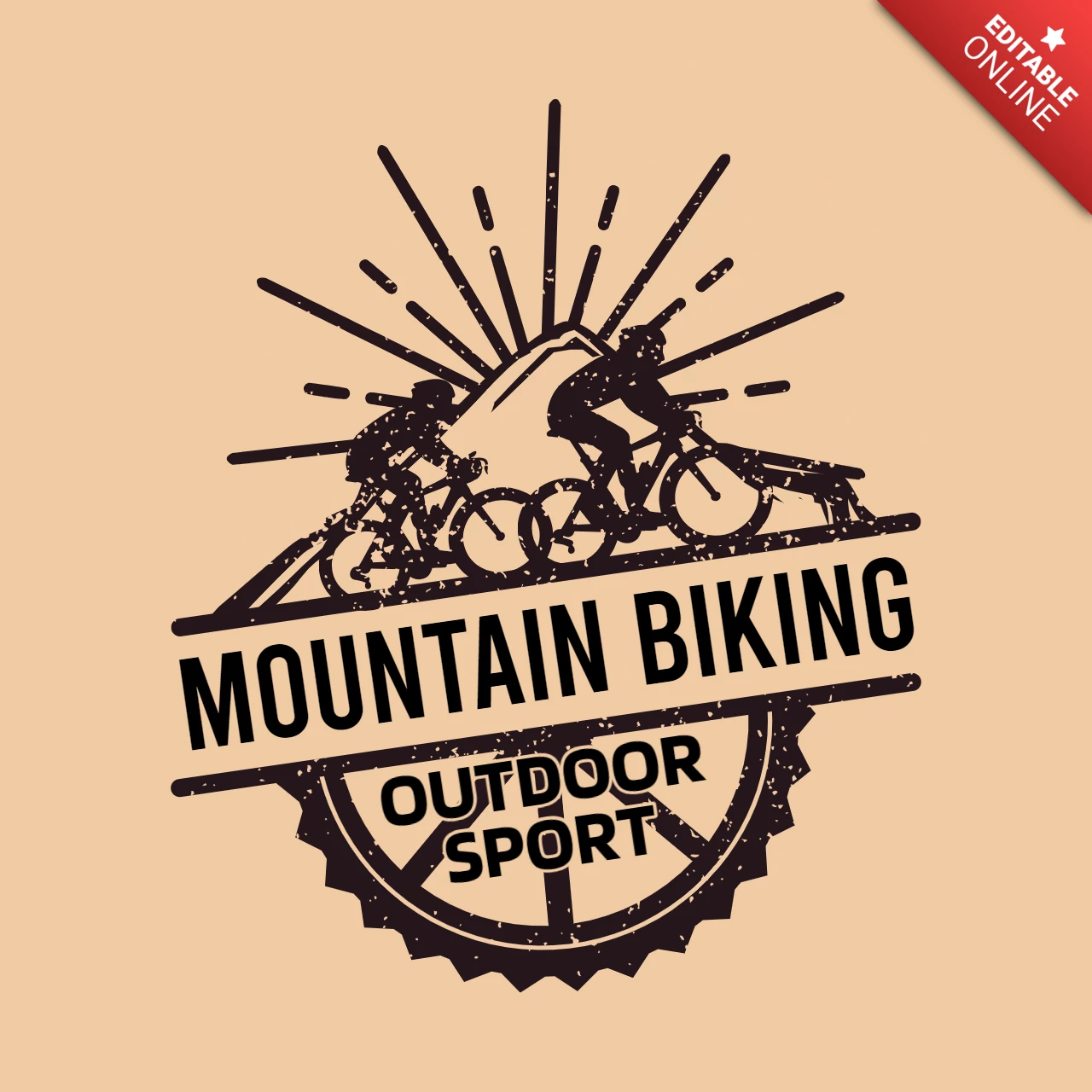 Mountainbiken outdoor sport t-shirt ontwerpsjabloon