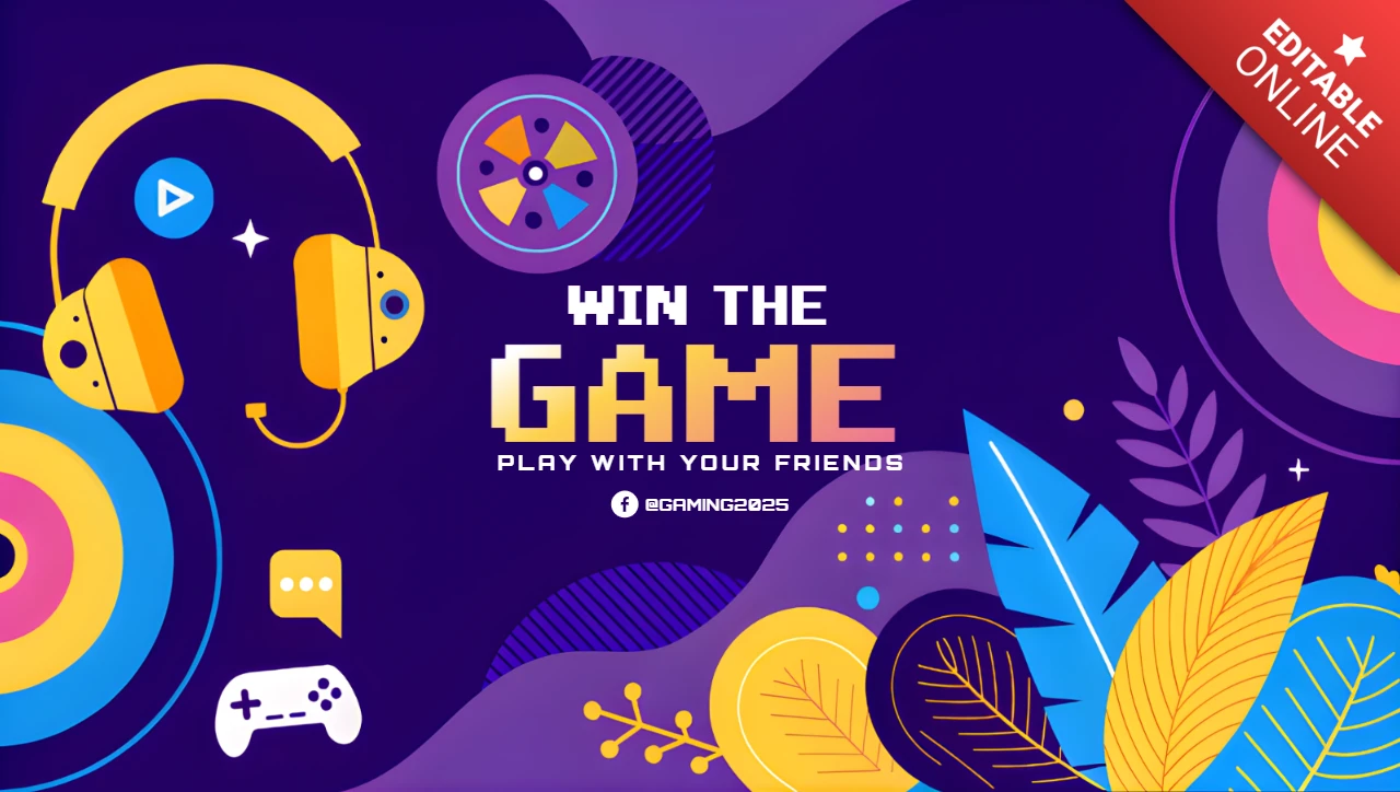 Vibrant Gaming Template Design for Streamer Banners and Backgrounds