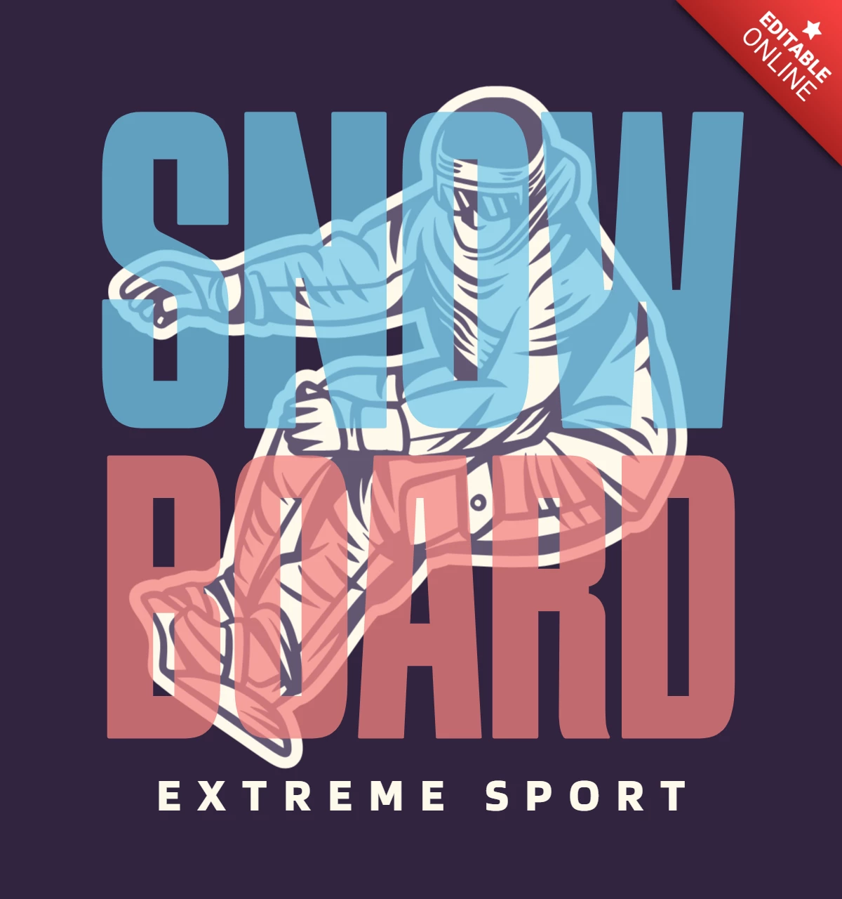 Mann mit snowboard t-shirt design vorlage