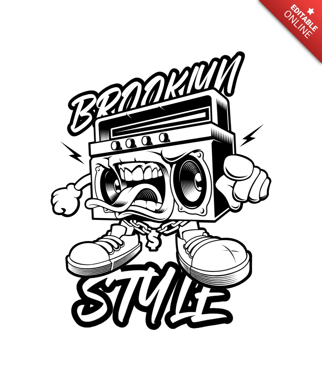 Graffiti Boombox T-Shirt Design Template