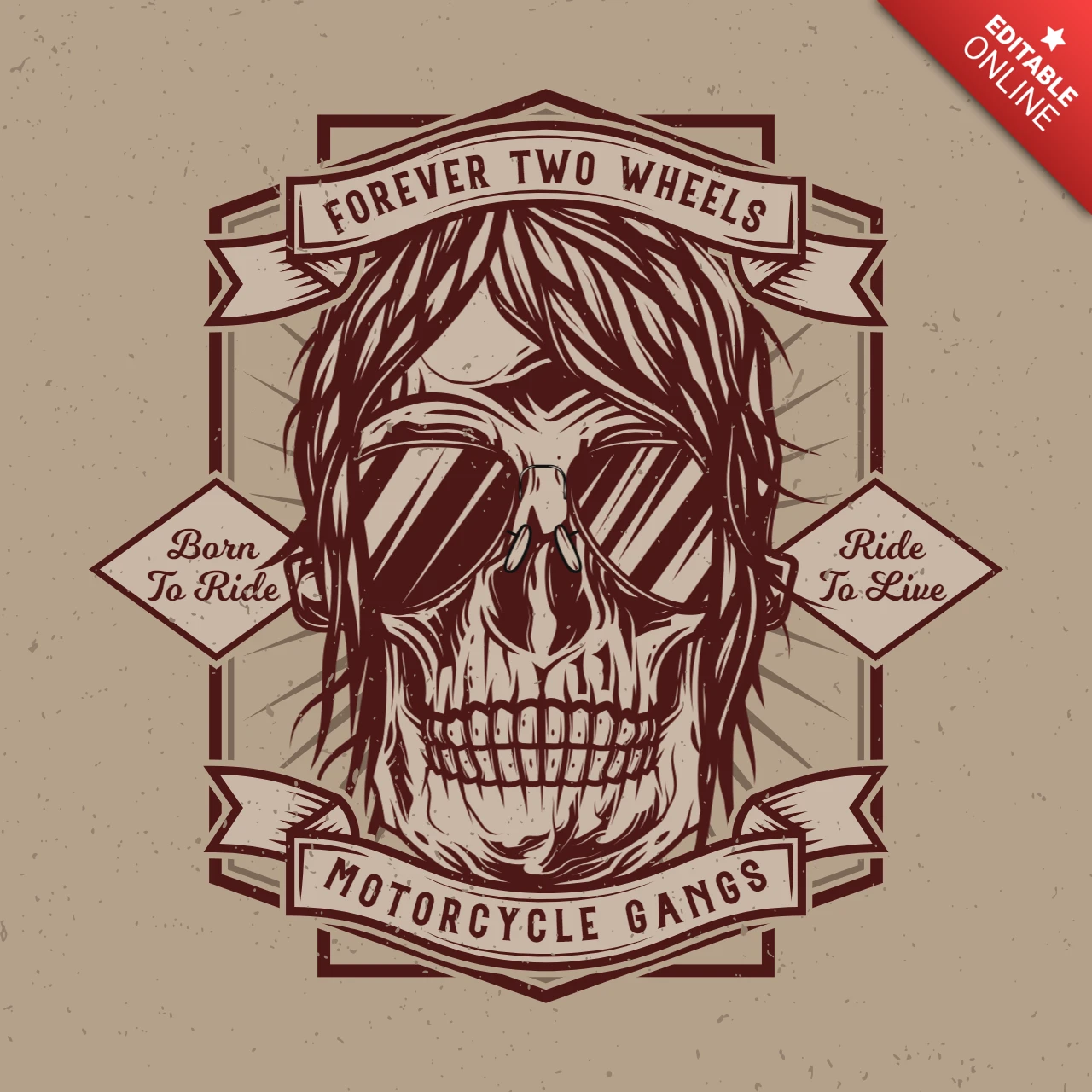 Modelo de design de camiseta com caveira de motociclista