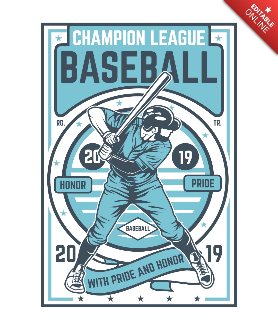 Champion League Baseball T-Shirt Design Template