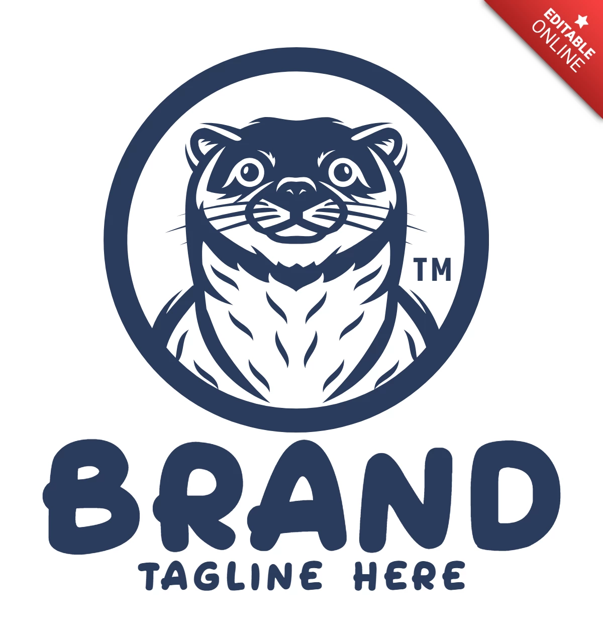 Otters Badge Logo Design Template