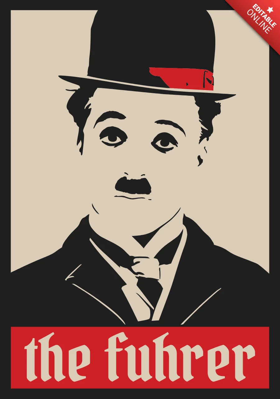 Charlie Chaplin Fuhrer Parody T-Shirt Design Template