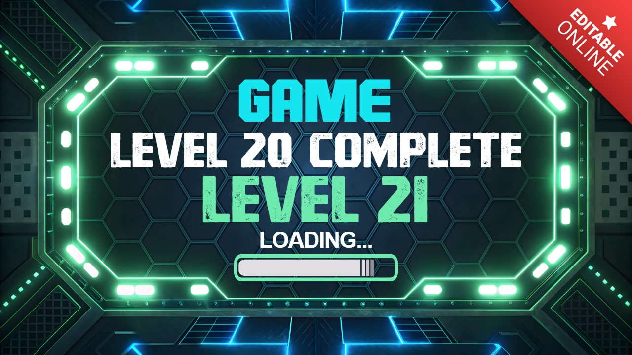 Green Neon Futuristic Game Level Completion Template with Neon Design