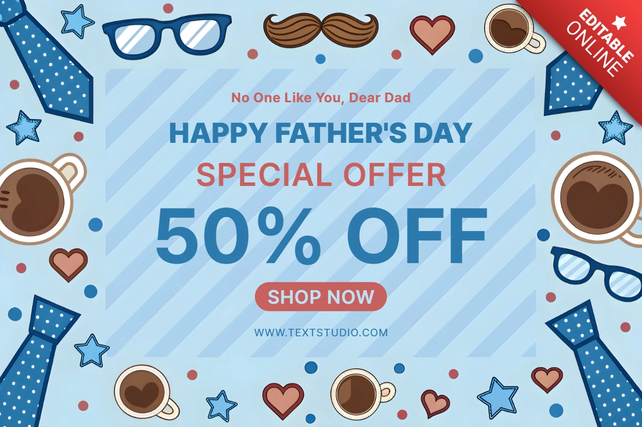 Father's Day Special Offer Template with Coffee and Accessories Design
