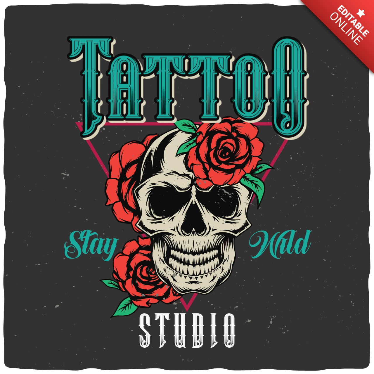Plantilla de diseño de camiseta para estudio de tatuajes