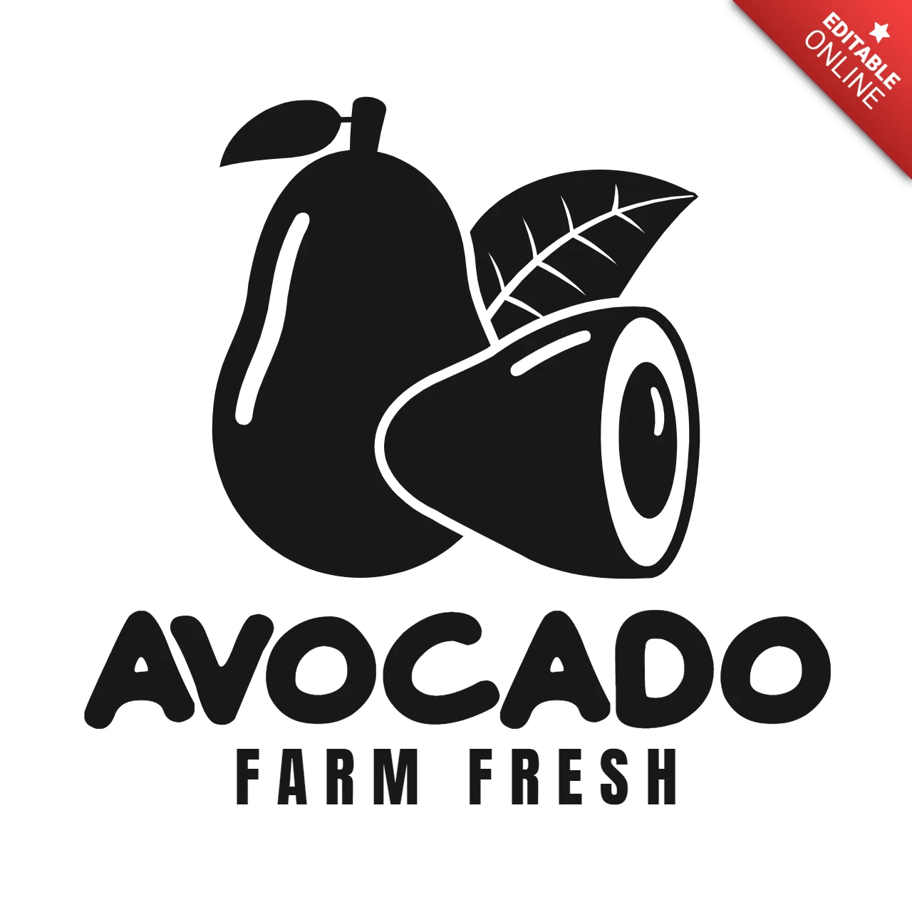 Modelo de design de logotipo de abacate fresco da fazenda