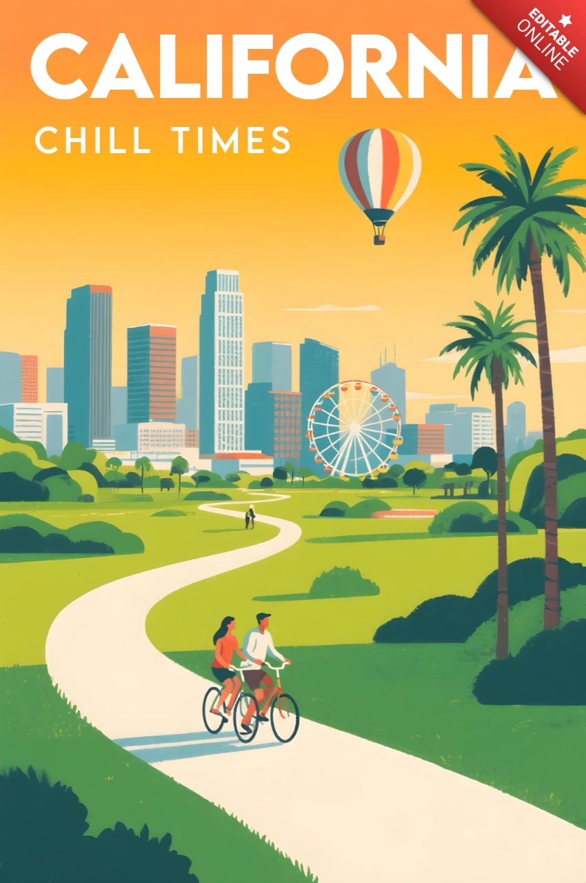 Template de design vintage para pôsteres "California chill times"