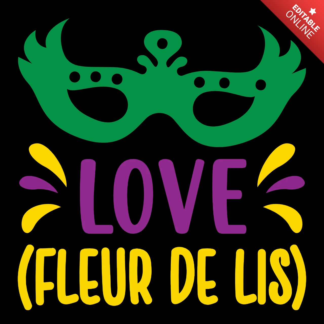 Colorful Mardi Gras Love Design Template with Fleur de Lis Motif