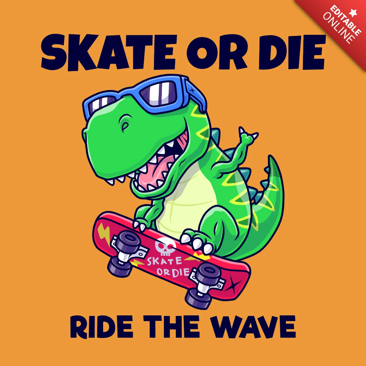Skate or die Dinosaurier Design Vorlage für Kinder Merchandising