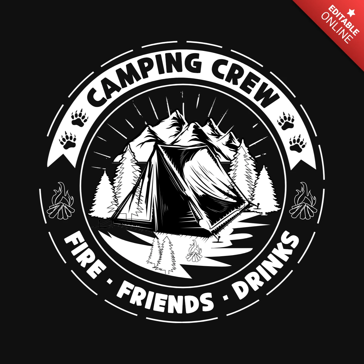 Camping crew wandelen t-shirt ontwerpsjabloon
